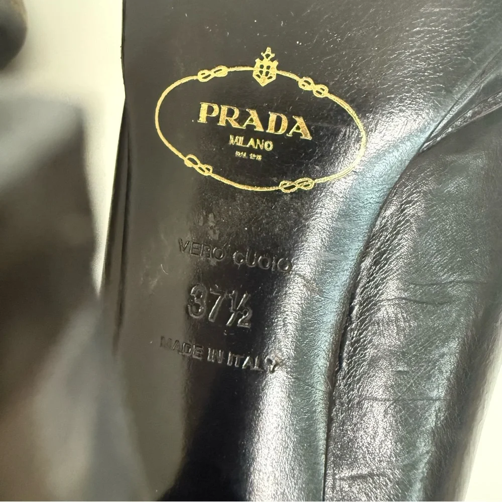 Prada Black Pointed Toe Platform Heels 37.5 - Picture 9 of 11
